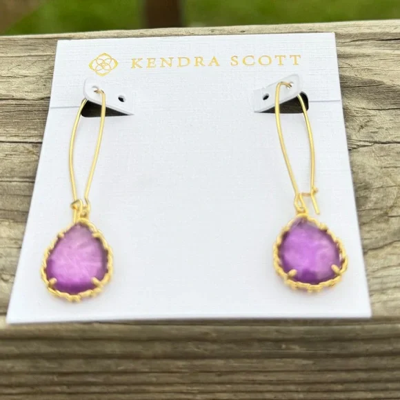 Kendra Scott Macrame Dee Drop Earrings in Purple Mica - Picture 4 of 4